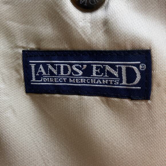 Lands End Blazer 40L Beige Silk Wool Blend Two Button Neutral Preppy Academia - Picture 12 of 16